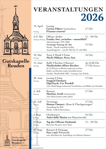 Flyer Veranstaltungen 2026 in der Gutskapelle